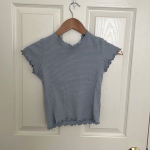 Blue and white striped crop top